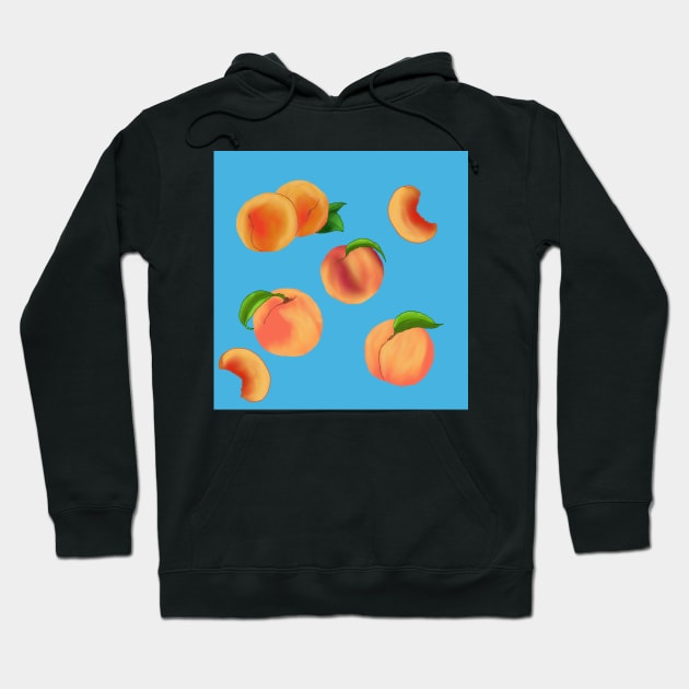 Peaches Pattern Blue Hoodie by TrapperWeasel